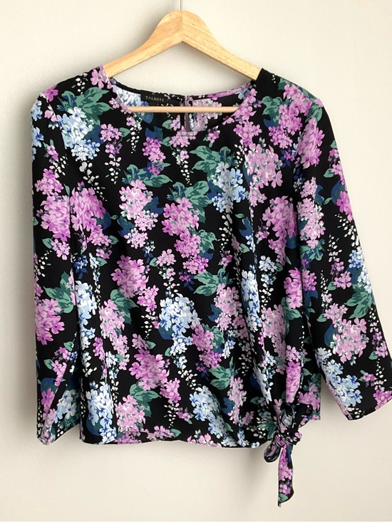 Talbots Tops - Talbots Medium Black Floral Tie-Hem Women's Blouse